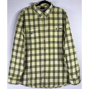 Oakley Shirt Men XL Yellow Plaid Button Up Long‎ Sleeve Pockets Outdoor Soft